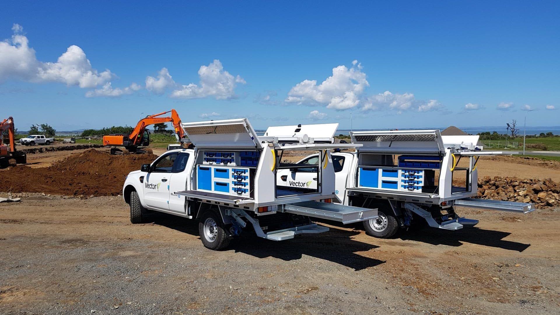 Commercial ute fleet with service body fitouts