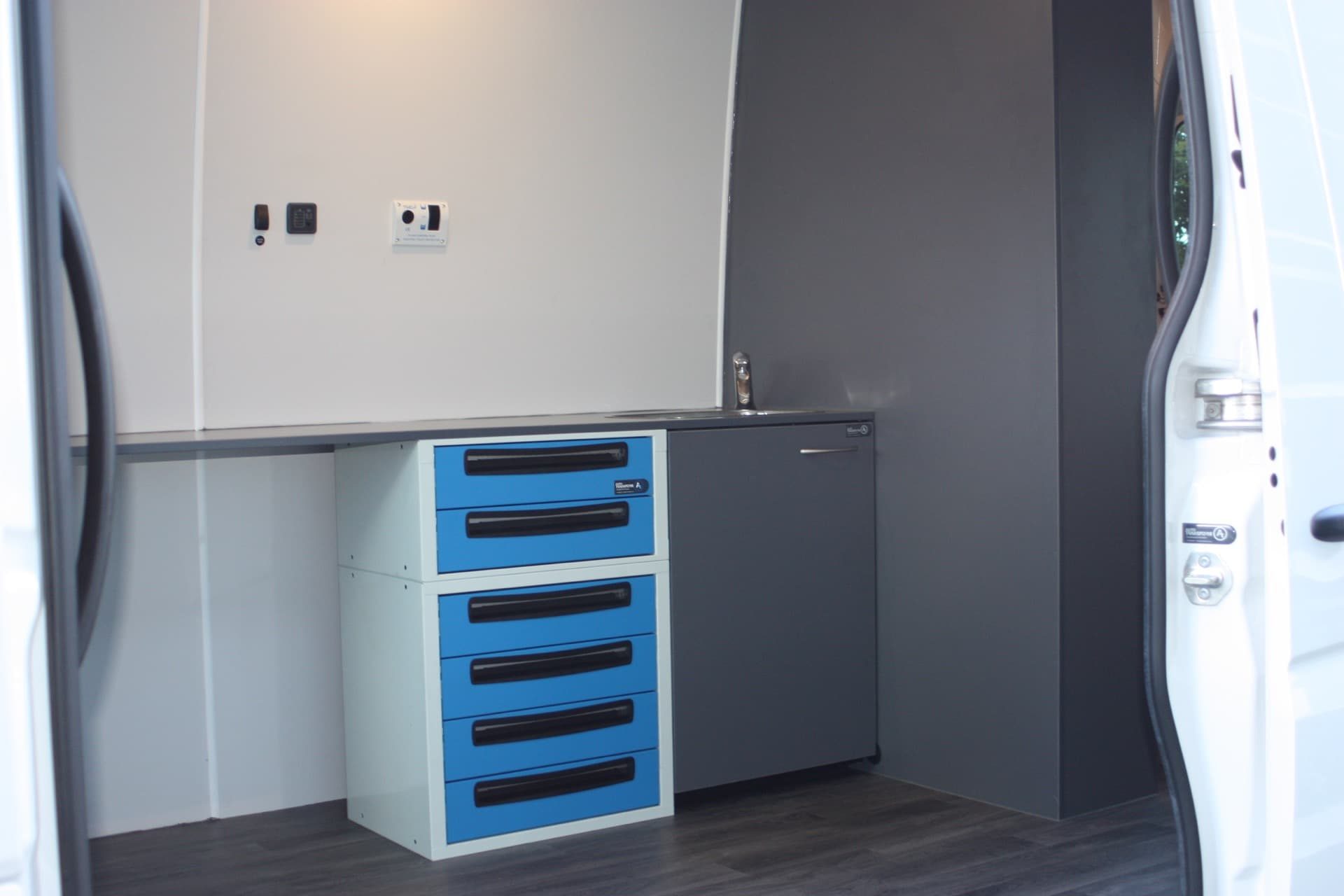 Custom van fitout with kitchenette sink