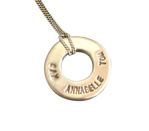 Family Ring Necklace ON Fine Silver Chain