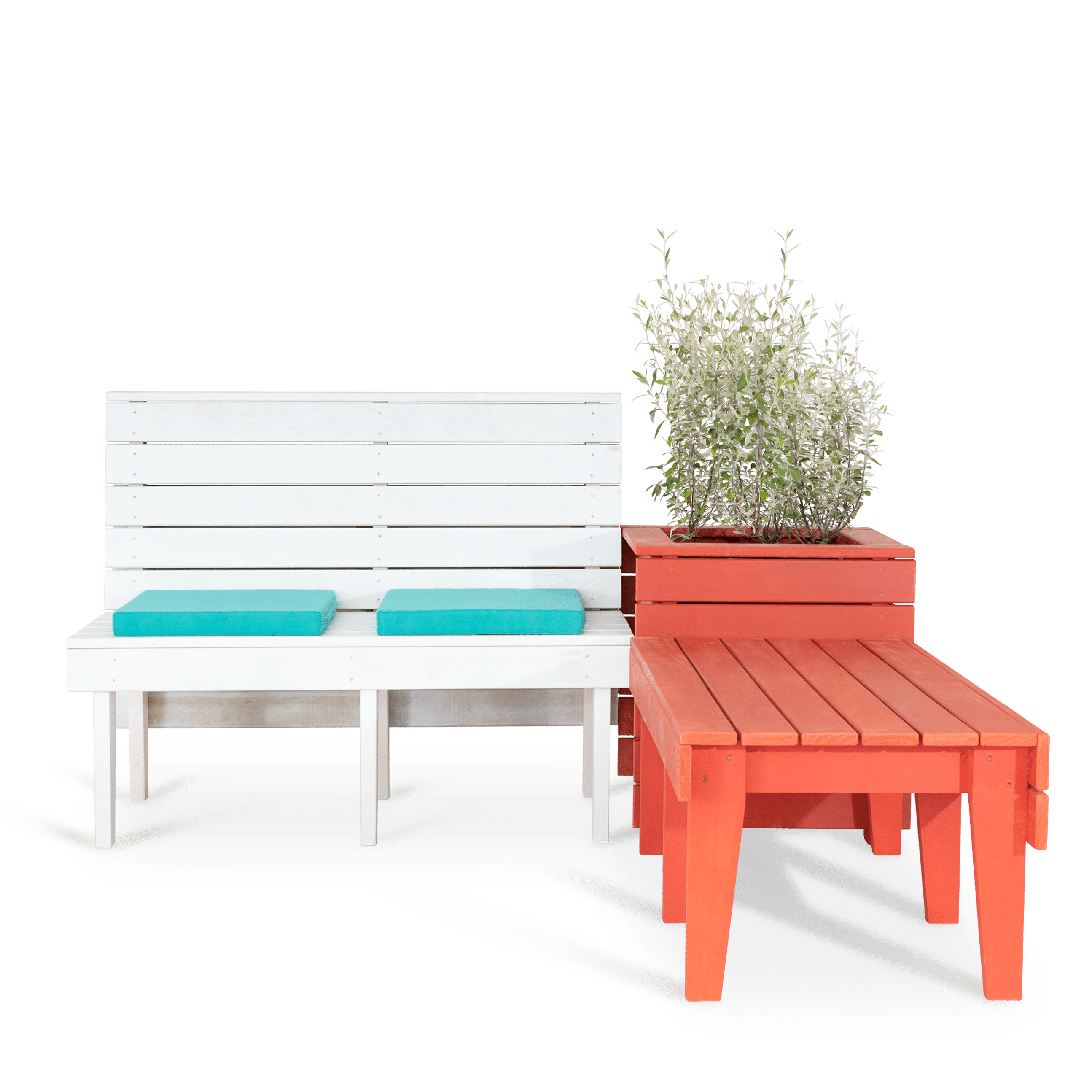 BA Season Banquette planter bench seat setting front