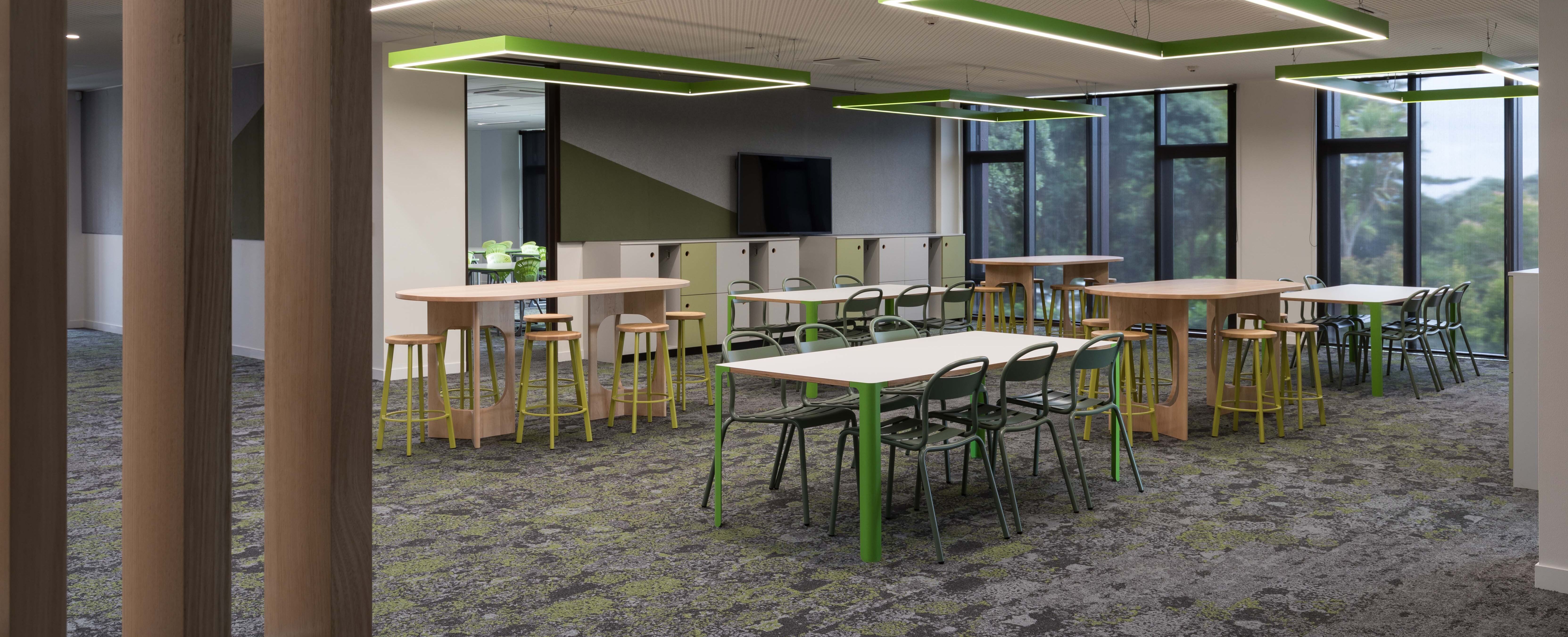 Social space furniture at St Kentigerns Boys' School with interior by Outline Design.