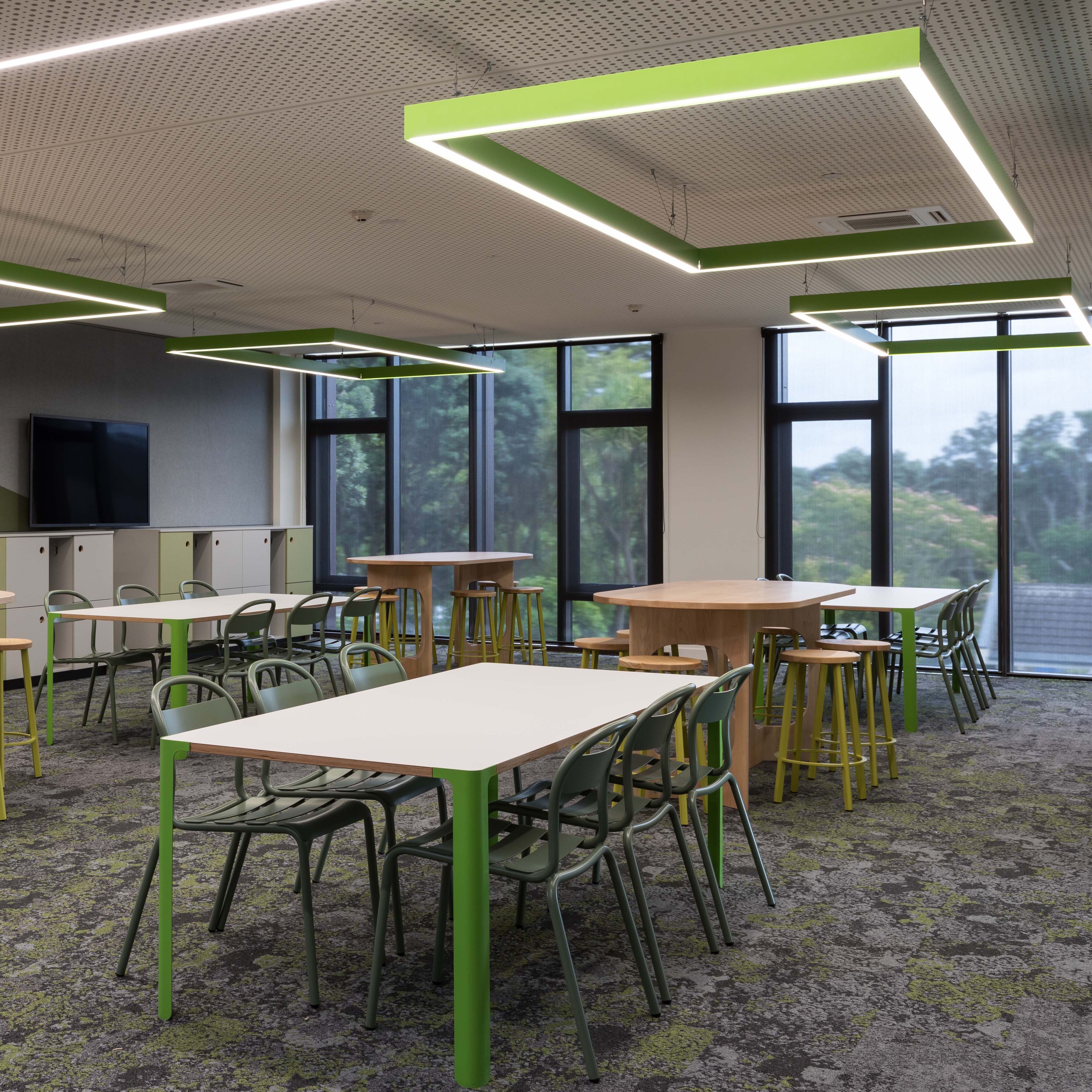 Social space furniture at St Kentigerns Boys' School with interior by Outline Design.