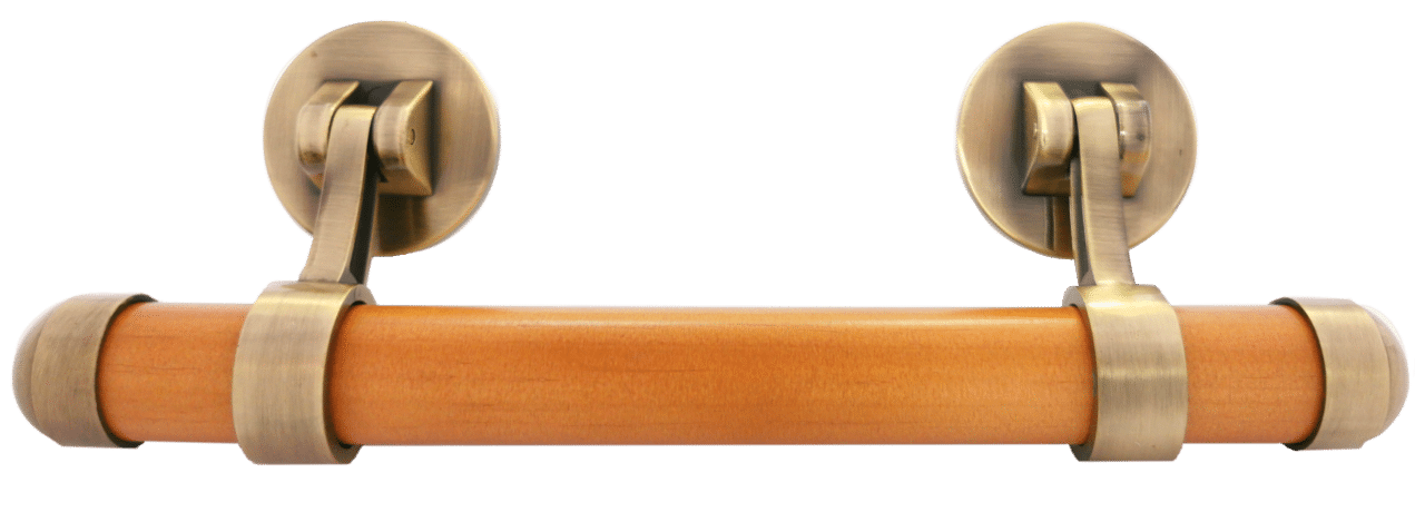 Bronze drop bar handle with solid pine insert with a rimu finish